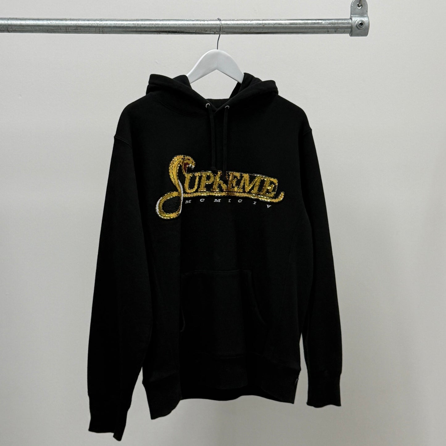 Supreme Sequin Viper Hooded Sweatshirt 'Black/Gold'
