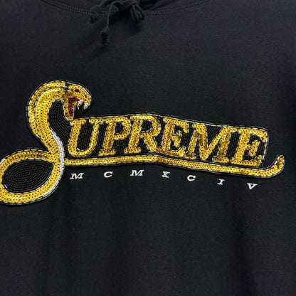 Supreme Sequin Viper Hooded Sweatshirt 'Black/Gold'