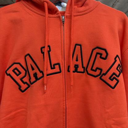Palace Outline Arch Zip Hooded Sweatshirt 'Orange'