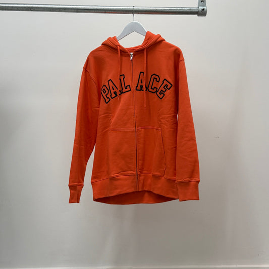 Palace Outline Arch Zip Hooded Sweatshirt 'Orange'
