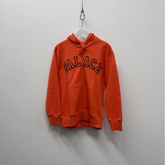 Palace Outline Arch Zip Hooded Sweatshirt 'Orange'