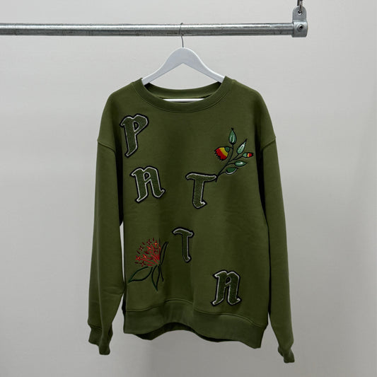 Patta Flowers Crewneck 'Olive' - Large